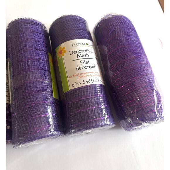 Decorative Mesh Crafting Wreath making Floral Ribbon Purple 6 inch wide - Picture 6 of 9